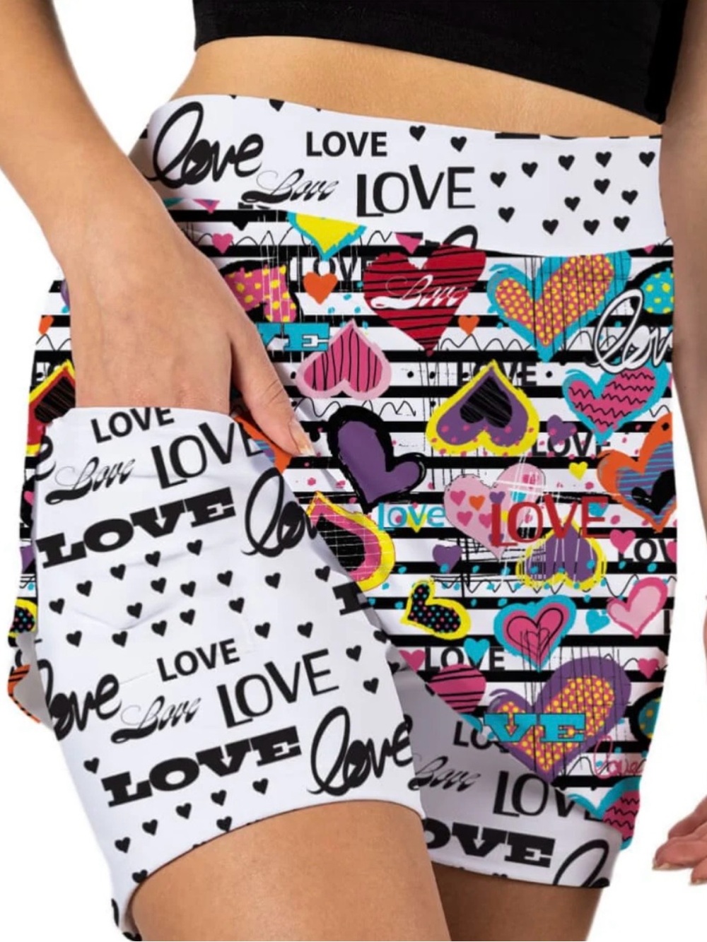 NWT Love Hearts Printed Skort - Multicolor - Picture 2 of 2